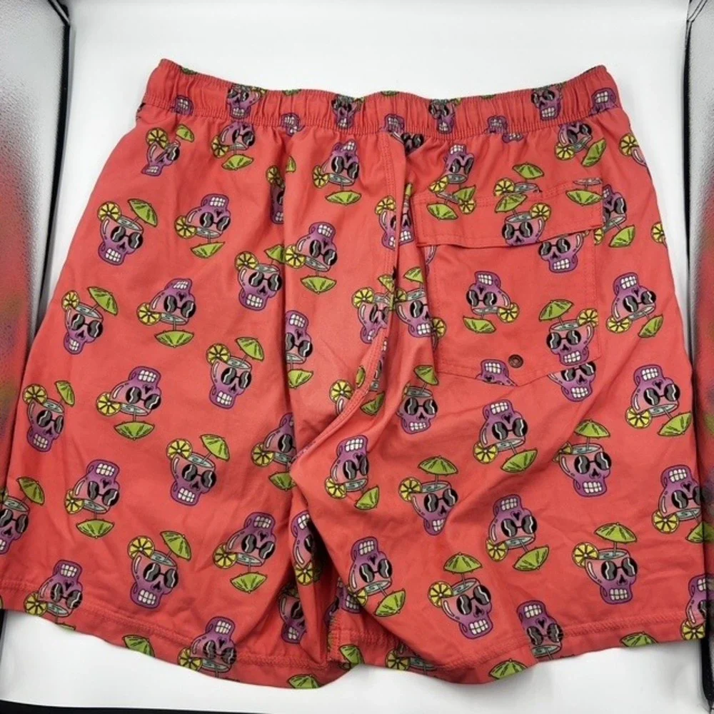 SAXX Men's Oh Buoy 2-in-1 Coral Skull Cocktail Print Swim Trunks Size Large